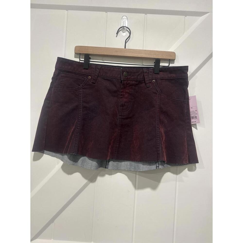 Wild Fable Burgundy Denim Mini Skirt Size 10
